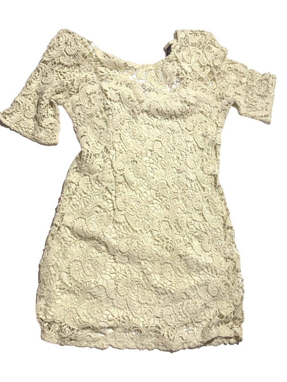 Cream Mini Dress Urban Outfitters Coquette Medium Crocheted Style Lace Bride - Picture 7 of 7